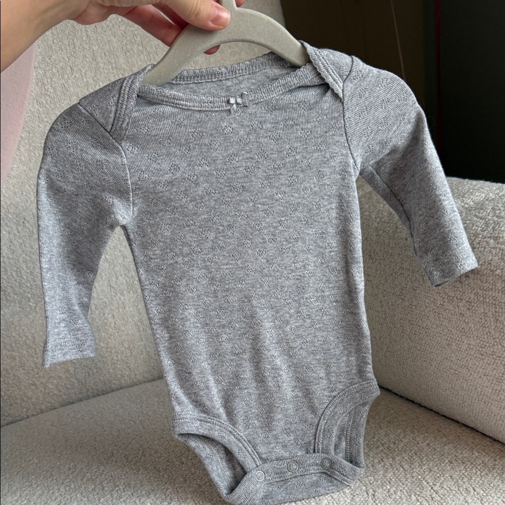Carters Gray Long Sleeve Baby Onesie